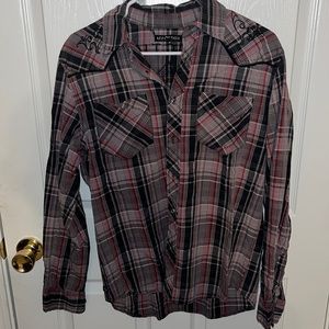 Affliction Plaid Button Down Small